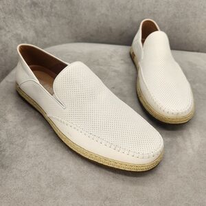 Steve Madden Loafers Men's 11 White Leather Caydenn Slip-ons Espadrille New $120